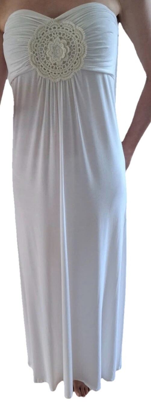 Next Maxi dress ivory MAXI preppy open top women Large A005841